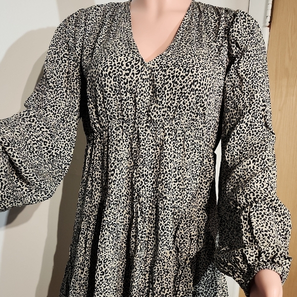 A New Day Black and Cream Ruffled Tiered Sundress - Picture 3 of 8